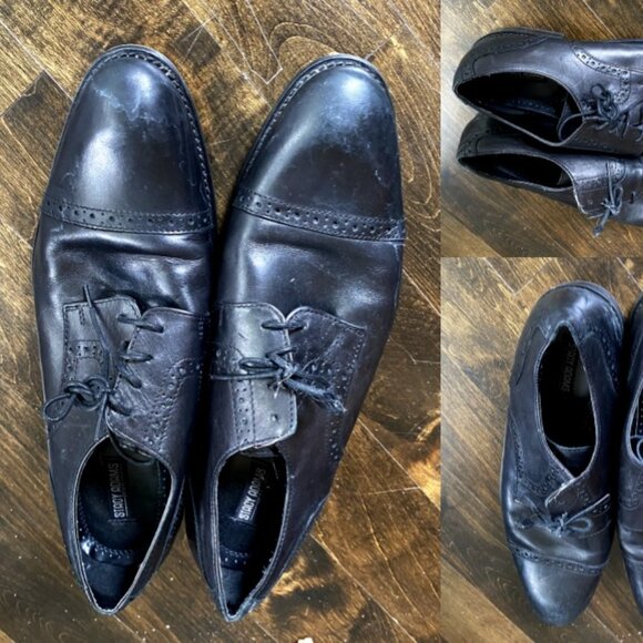 Black Leather Dress Shoe - Brogued - Picture 1 of 1